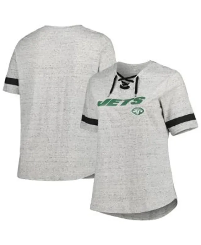 Women's Heathered Gray Philadelphia Eagles Plus Size Lace-Up V-Neck T-Shirt  