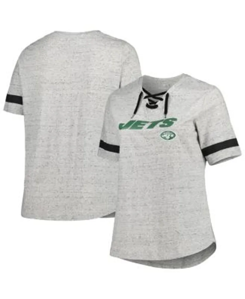 Women's Heathered Gray Philadelphia Eagles Plus Size Lace-Up V-Neck T-Shirt