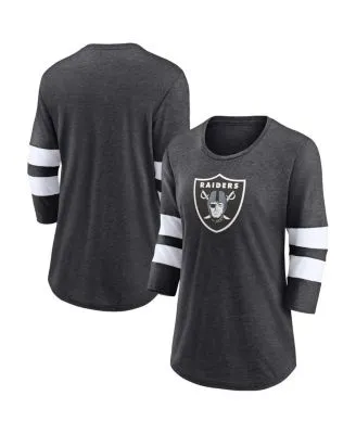 Lids Las Vegas Raiders Nike Tri-Blend Raglan Athletic Long Sleeve Fashion T- Shirt - Heathered Charcoal/Black