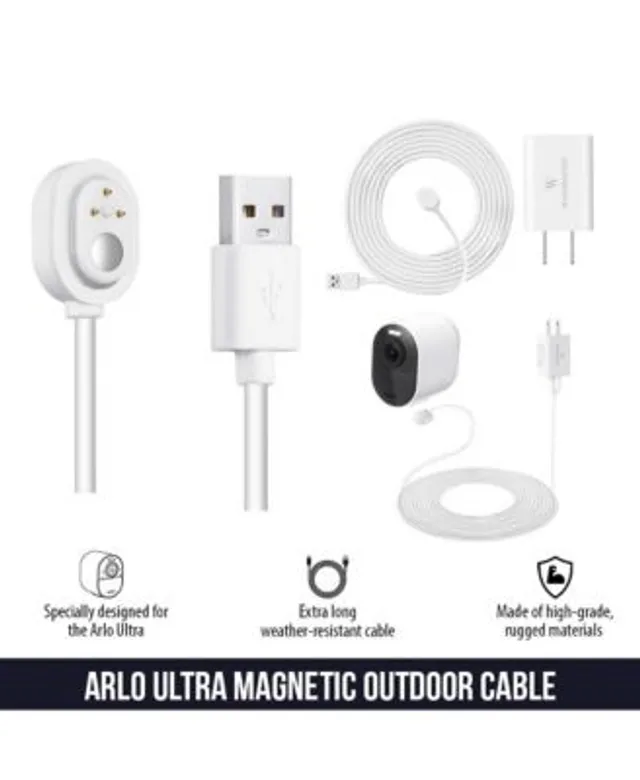 Wasserstein 25ft Weatherproof Outdoor Magnetic Charging Cable w/ Quick  Charge Adapter for Arlo Ultra/Ultra 2, Pro 3/Pro 4 (2 Pack, White) | Dulles  Town Center