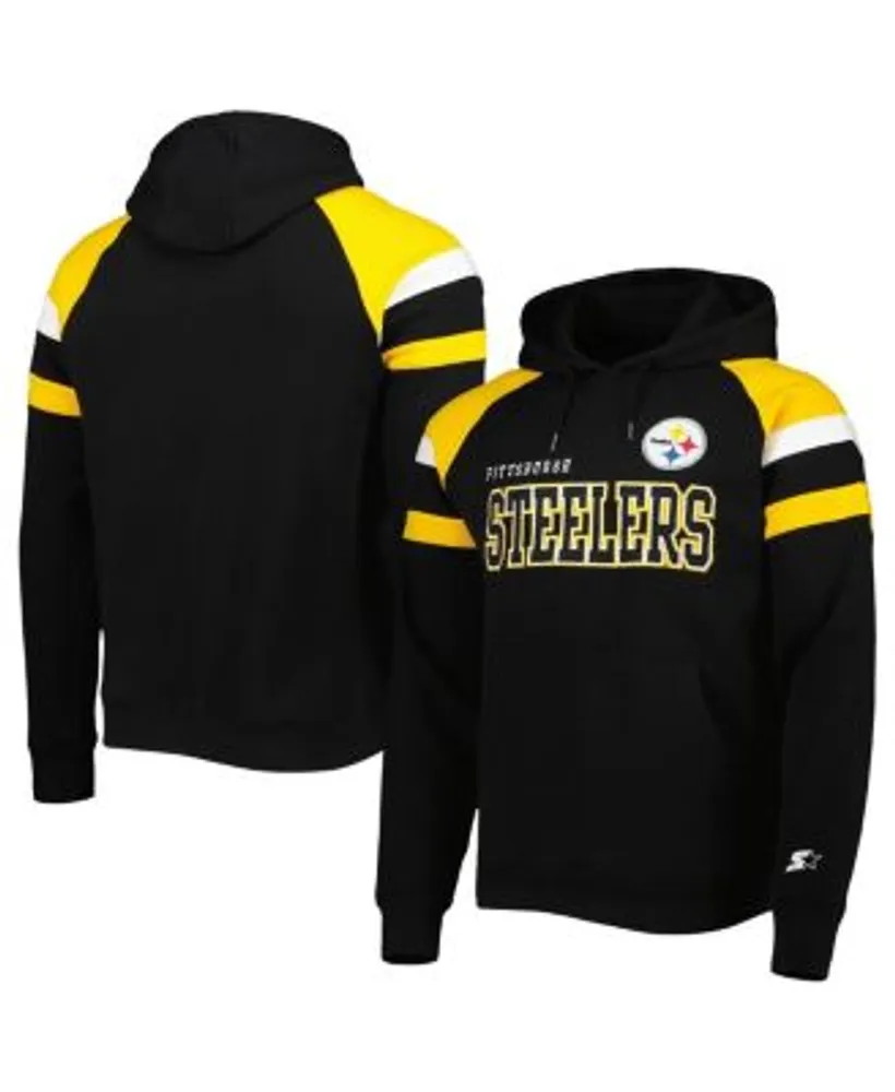 Men's Pittsburgh Steelers Starter Black Draft Fleece Raglan Pullover Hoodie