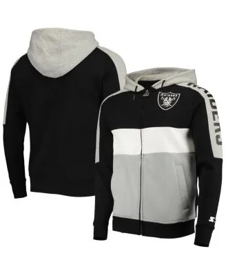 Men's New Era Silver/Black Las Vegas Raiders Colorblock Current Pullover  Hoodie