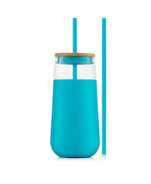 Ello Devon 18 oz. Glass Tumbler with Straw, 2 Pack (Assorted Colors)