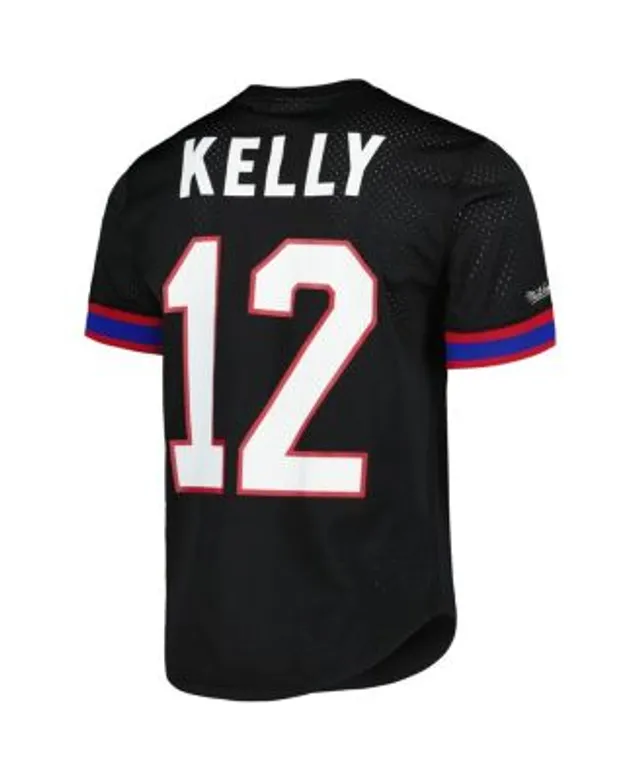 Men's Mitchell & Ness Jim Kelly Charcoal Buffalo Bills 1990 Retired Player  Metal Legacy Jersey