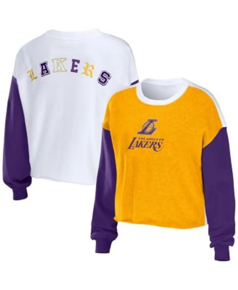 Los Angeles Lakers WEAR by Erin Andrews Women's Cropped Long Sleeve T-Shirt  - White