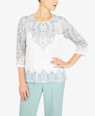 Women's Lady Like Medallion Floral Knit Top