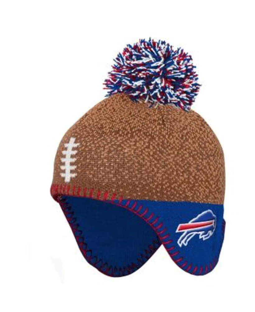 Outerstuff Preschool Boys and Girls Brown, Royal Buffalo Bills Football  Head Knit Hat with Pom