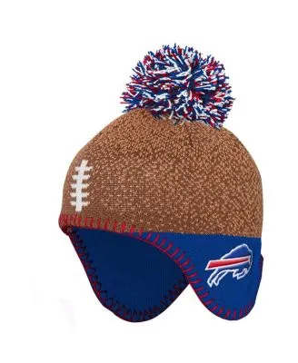 Buffalo Bills Youth Jacquard Tassel Knit Hat with Pom - Royal/Red