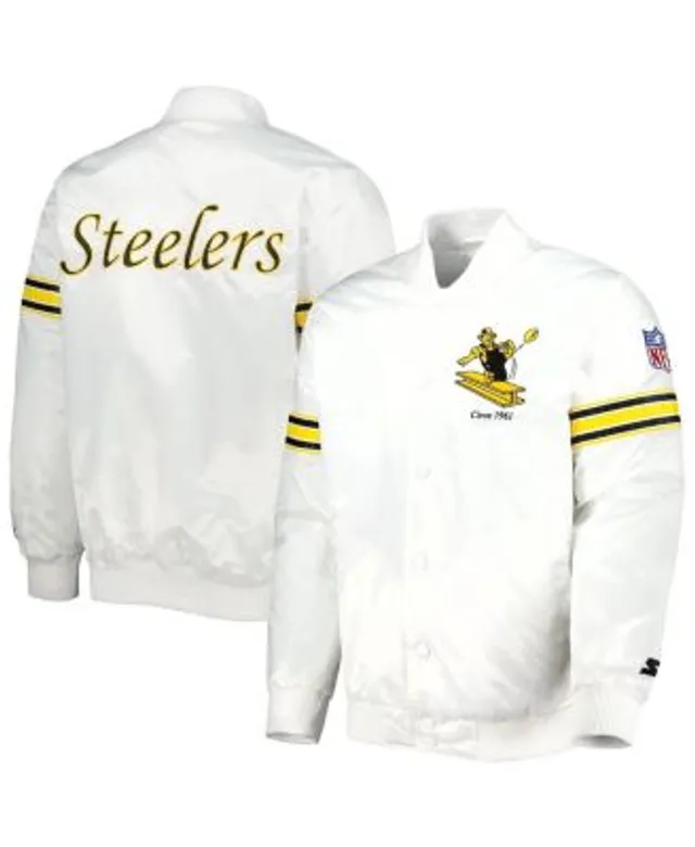 Men's Starter Black Pittsburgh Steelers The Pick and Roll Full-Snap Jacket Size: Medium
