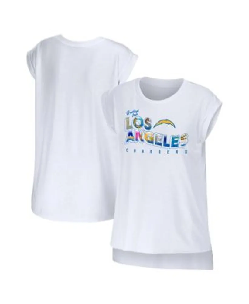 WEAR by Erin Andrews Women's White Los Angeles Chargers Greetings From  Muscle T-shirt