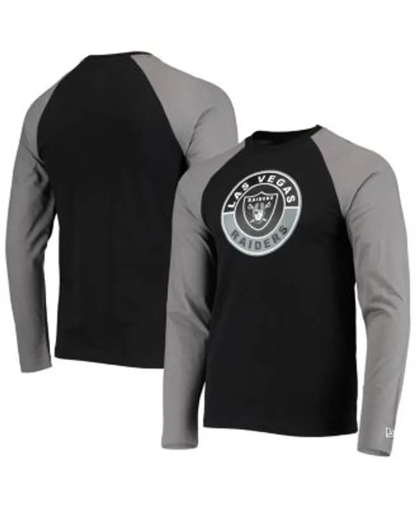 Men's Nike Black/Silver Las Vegas Raiders Throwback Raglan Long Sleeve  T-Shirt