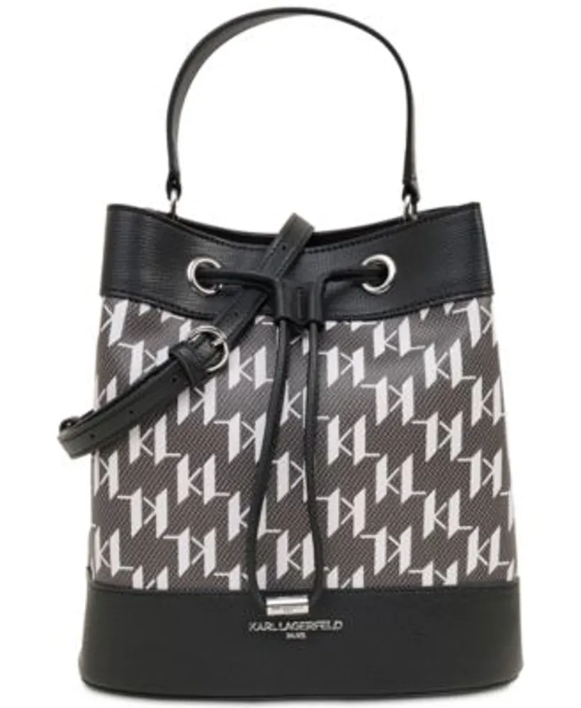 KARL LAGERFELD PARIS Adele Monogram Crossbody Bucket Bag - Macy's