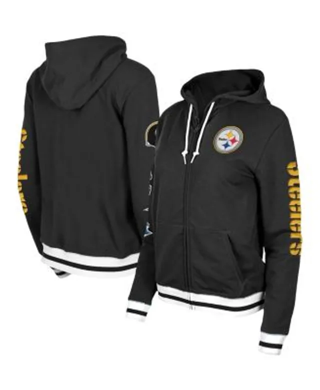 Women's New Era Black Pittsburgh Steelers Tie Dye Fleece Full-Zip Hoodie