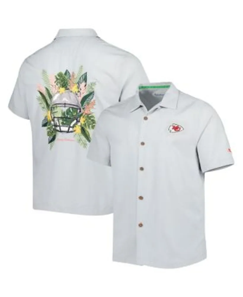 Men's Gray Kansas City Chiefs Coconut Point Frondly Fan Camp IslandZone  Button-Up Shirt