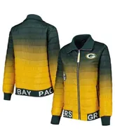 Women's The Wild Collective Green/Gold Green Bay Packers Color Block Full-Zip Puffer Jacket Size: Medium