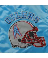 Starter Women's Cream Houston Oilers Line Up Satin Full-Snap Varsity Jacket