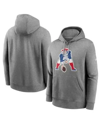 Men's Fanatics Branded Heathered Gray/Navy New England Patriots By Design  Raglan Pullover Hoodie