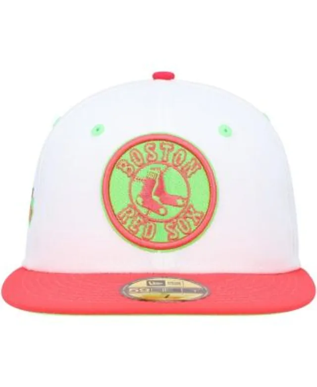 Men's New Era White/Coral Chicago White Sox Cooperstown Collection Comiskey Park 75th Anniversary Strawberry Lolli 59FIFTY Fitted Hat