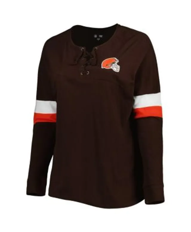 Cleveland Browns New Era Women's Raglan Lace-Up T-Shirt - Brown