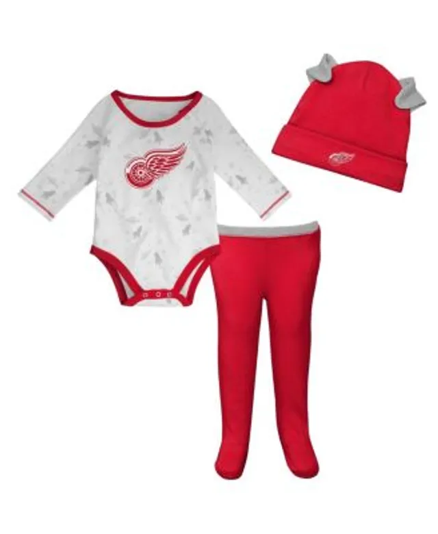 Detroit Red Wings Newborn/Infant Girl's Bodysuit, Bib, Bootie Set