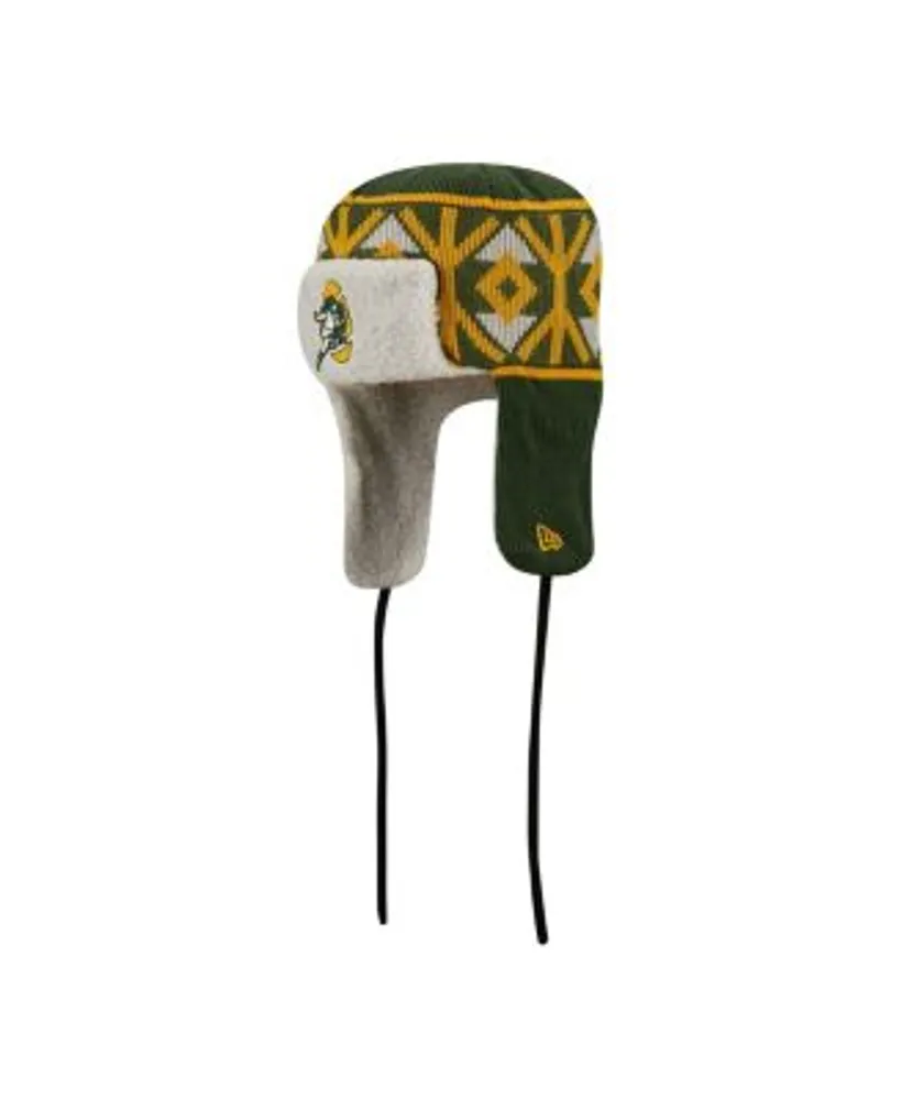 New Era Men's Green Green Bay Packers Historic Logo Knit Trapper Hat