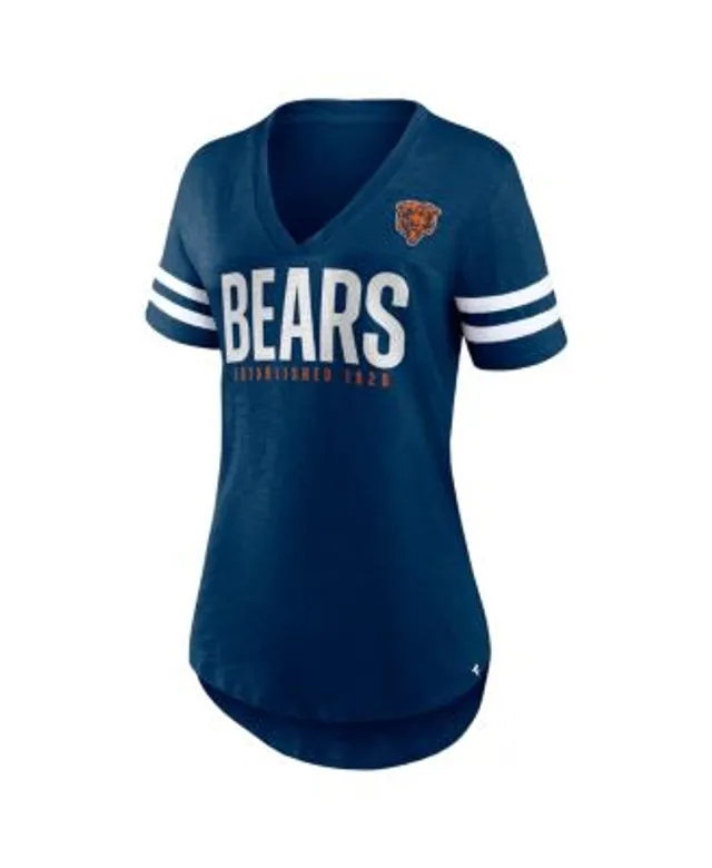 Women's New Era Navy Chicago Bears Plus Size Athletic Varsity Lace-Up V-Neck Long Sleeve T-Shirt