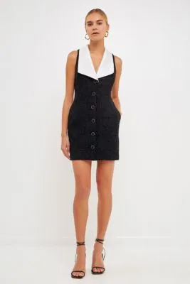 Women's Sleeveless Tweed Mini Dress