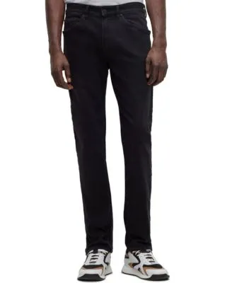 BOSS - Tapered-fit jeans in black supreme-movement denim