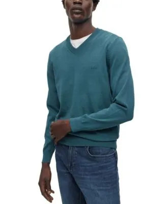 BOSS - Regular-fit V-neck sweater in extra-fine merino wool