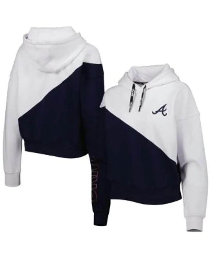 DKNY Women's Navy, White Atlanta Braves Bobbi Colorblock Pullover Hoodie