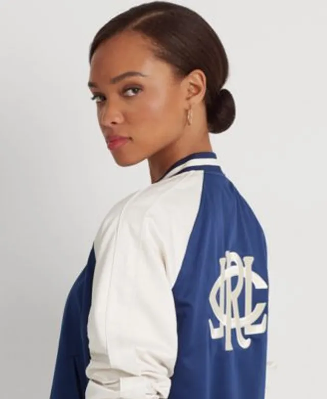 Lauren Ralph Lauren Embroidered Satin Bomber Jacket - Macy's