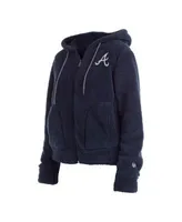 New Era Women's Navy Atlanta Braves Colorblock Full-Zip Hoodie