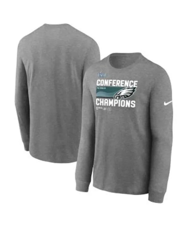 Men's Nike Therma 2022 NFC Champions Trophy (NFL Philadelphia Eagles) Pullover Hoodie in Grey, Size: Large | NPAQ06G86Z-QC9