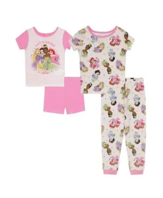 Toddler Girls Shorts, T-shirt and Pajama, 4 Piece Set