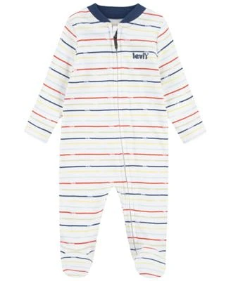 Baby Boys Printed Logo Stripe Footed Coverall