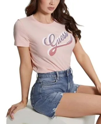 Women's Shaded Embellished Logo Cotton T-Shirt