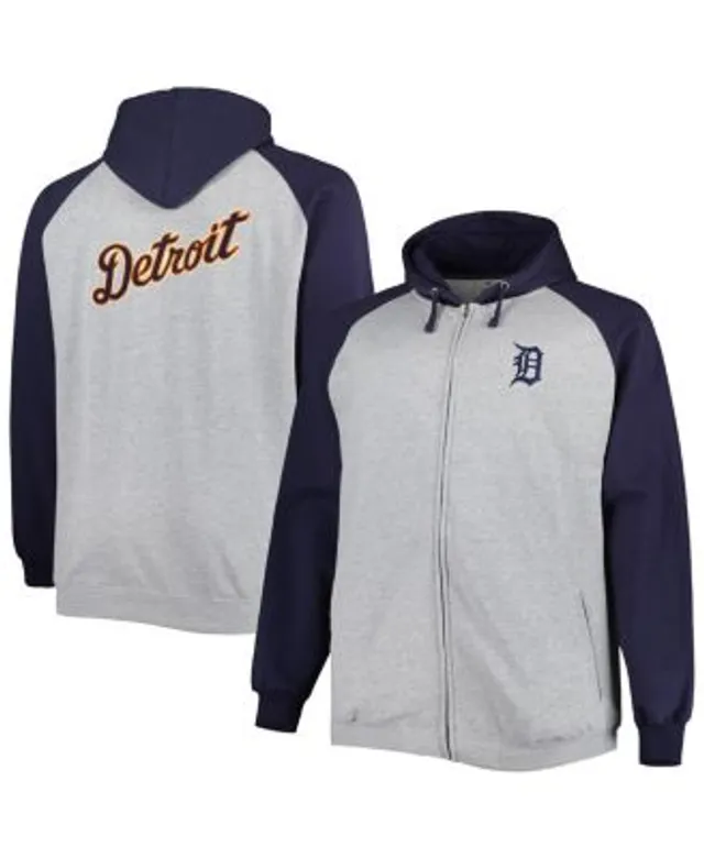 Profile Men's Heather Gray/Royal Chicago Cubs Big & Tall Raglan Hoodie Full-Zip Sweatshirt