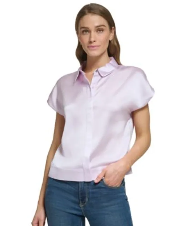 LILYSILK Casual Short Sleeves Loose Silk Shirt for Women - Navy Blue