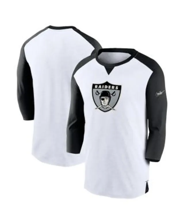 Nike Men's Las Vegas Raiders Athletic Long Sleeve Raglan T-Shirt - Charcoal Heather & Black - L (Large)