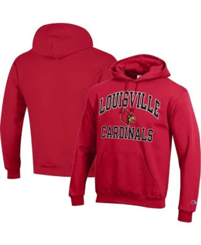 Men's Champion Heathered Gray Louisville Cardinals Arch Reverse Weave Pullover  Sweatshirt