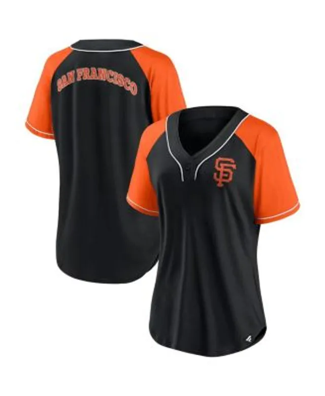 Women's San Francisco Giants New Era Black Plus Size Space Dye Raglan  V-Neck T-Shirt