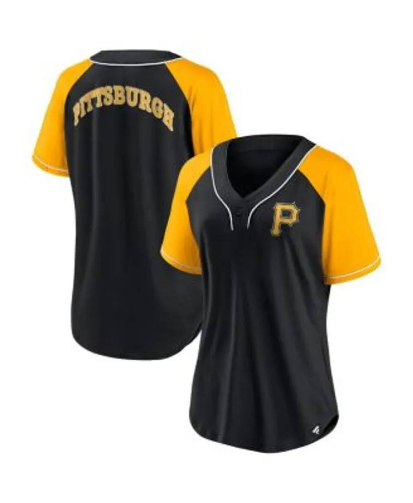 Youth White/Black Pittsburgh Pirates Pinstripe Raglan V-Neck T-Shirt