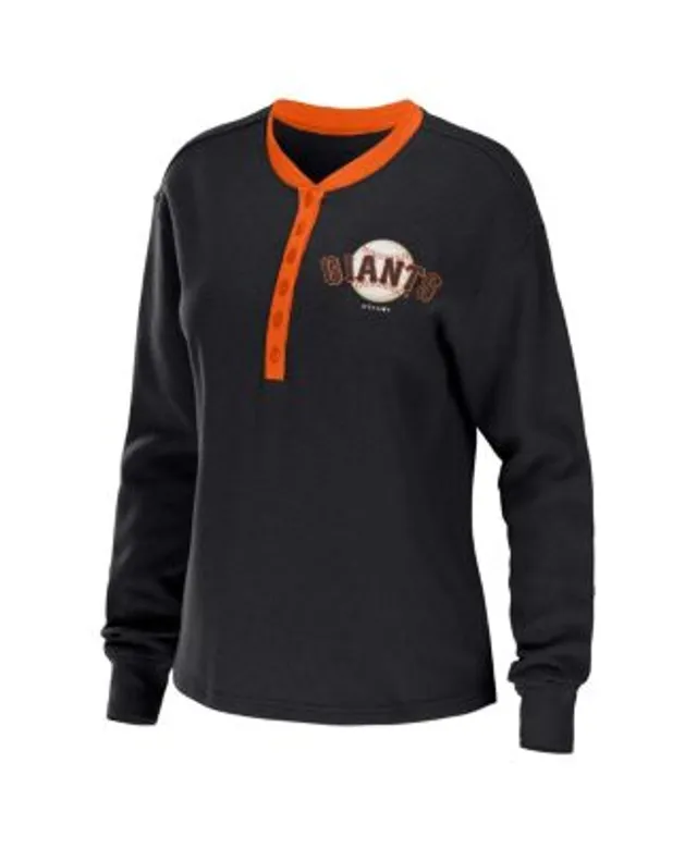 San Francisco Giants '47 Women's Foil Henley Raglan 3/4-Sleeve T-Shirt -  Black