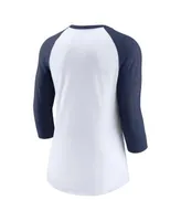 Nike Women's White, Navy New York Yankees Next Up Tri-Blend Raglan  3/4-Sleeve T-shirt