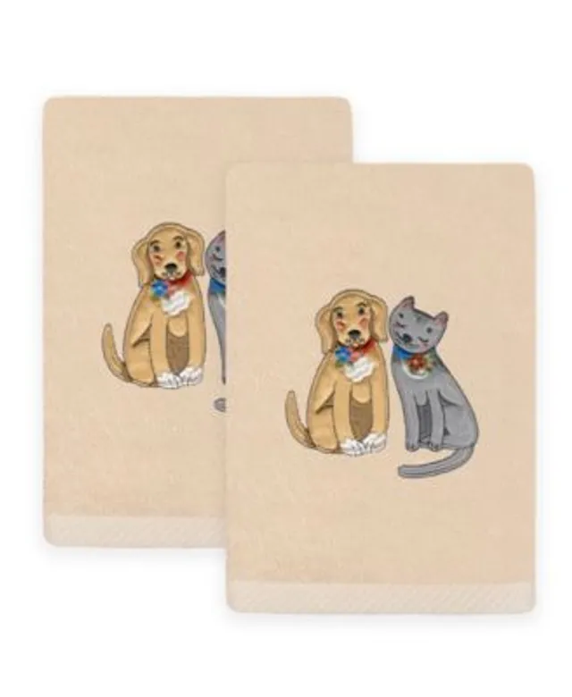 Linum Home Textiles Embroidered Luxury Hand Towels - Christmas Dog Set of 2
