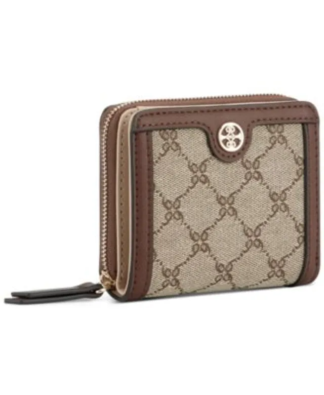 Nine West Linnette Zip Around Wristlet Wallet - Brown/Black Logo