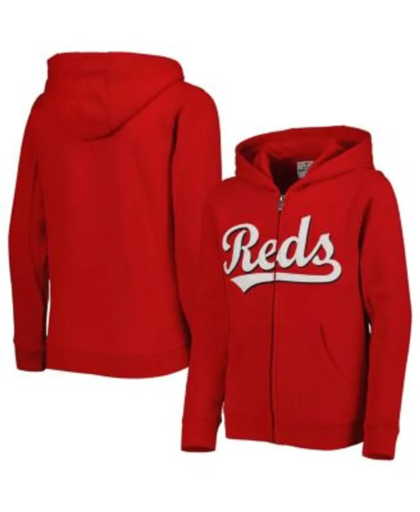 Outerstuff Youth Red Cincinnati Reds Wordmark Full-Zip Fleece Hoodie