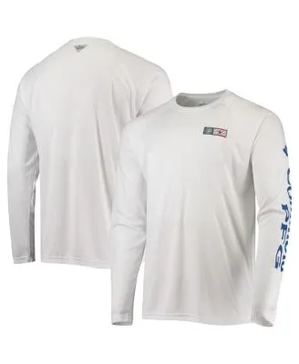 Men's Atlanta Braves Columbia Navy Americana Tamiami Omni-Shade Button-Down  Shirt