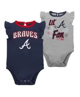 Atlanta Braves Infant Two-Pack Little Slugger Bodysuit Set - White/Heather  Gray