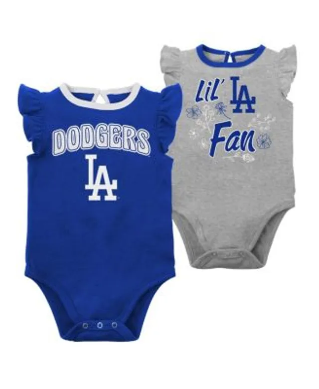 Outerstuff Newborn & Infant White/Heather Gray Los Angeles Dodgers Little Slugger Two-Pack Bodysuit Set